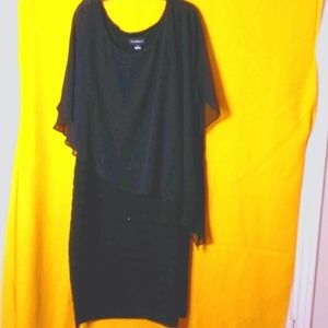 Black fitted dress with built in shawl/ worn once.